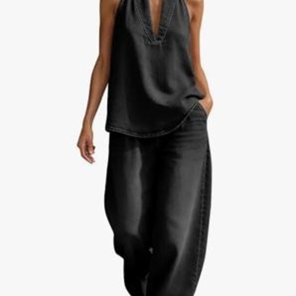 UOOZEE Women's Denim Two Piece Outfit Sexy Matching Set